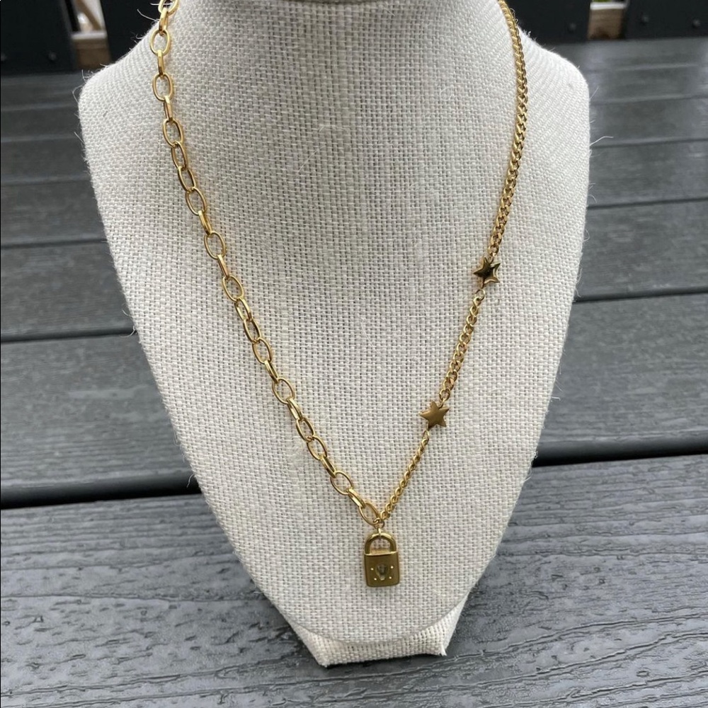 New 316L Stainless Steel Lock Pendant, Adjustable, Fashion Chain Necklace